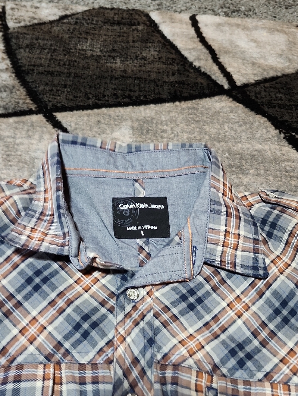 VINTAGE CALVIN KLEIN PLAID BUTTON-DOWN LONG-SLEEVE WESTERN SHIRT - Picture 2 of 14